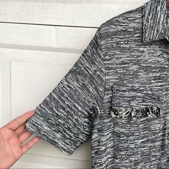 NWT ASOS Womens Dress Black White Tweed Shift Fringe Pockets 6 - Picture 8 of 9